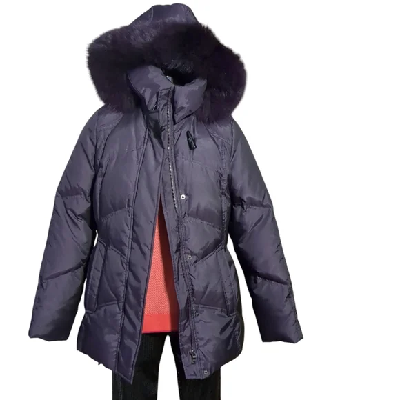 Laura Purple Puffer Jacket with Faux Fur Hood Size SP - Picture 4 of 16